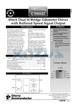 CS8442 datasheet - 85mA Dual H-Bridge Odometer Driver with Buffered Speed Signal Output