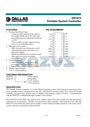 DS1673 datasheet - Portable System Controller