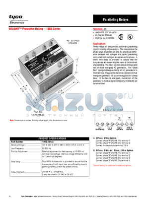 1820X datasheet - WILMAR Protective Relays - 1800 Series