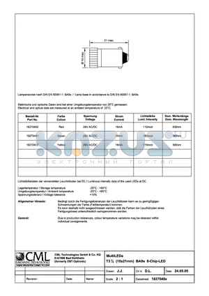 1827045X datasheet - MultiLEDs T31/4 (10x21mm) BA9s 8-Chip-LED