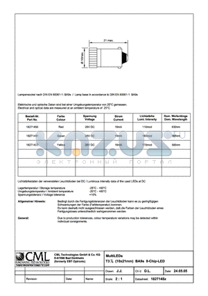 18271452 datasheet - MultiLEDs T31/4 (10x21mm) BA9s 8-Chip-LED