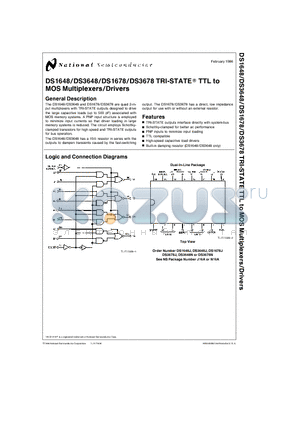 DS1678 datasheet - TRI-STATE TTL to MOS Multiplexers/Drivers