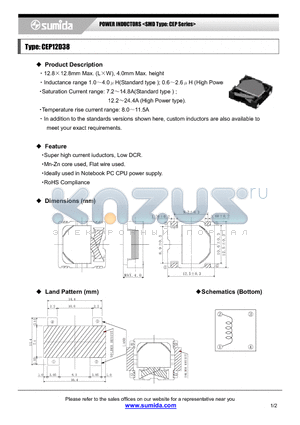 CEP12D38_06 datasheet - POWER INDUCTORS <SMD Type: CEP Series>