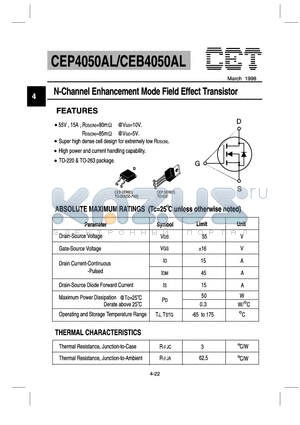 CEP4050AL datasheet - N-Channel Enhancement Mode Field Effect Transistor