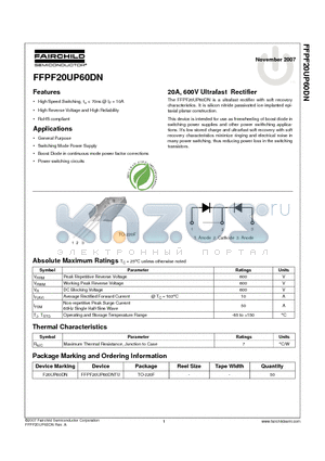 F20UP60DN datasheet - 20A, 600V Ultrafast Rectifier