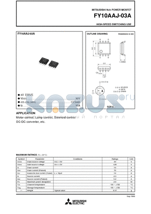 FY10AAJ-03A datasheet - Nch POWER MOSFET HIGH-SPEED SWITCHING USE
