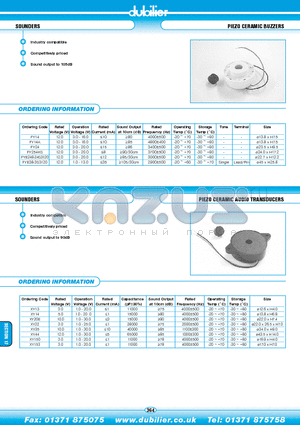 FY254KS datasheet - SOUNDERS PIEZO CERAMIC BUZZERS