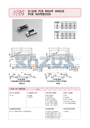 E26-F-A-N-B-C-1 datasheet - D-SUB PCB RIGHT ANGLE FOR NOTEBOOK