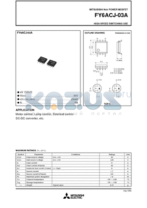 FY6ACJ-03A datasheet - Nch POWER MOSFET HIGH-SPEED SWITCHING USE