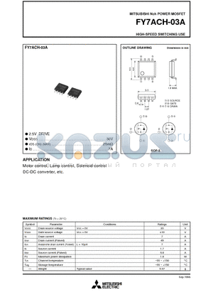FY7ACH-03A datasheet - Nch POWER MOSFET HIGH-SPEED SWITCHING USE
