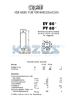 FY80 datasheet - VEB WERK FUR FERNMELDEWESEN