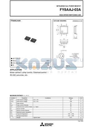 FY8AAJ-03A datasheet - Nch POWER MOSFET HIGH-SPEED SWITCHING USE