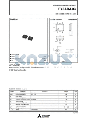 FY8ABJ-03 datasheet - Pch POWER MOSFET HIGH-SPEED SWITCHING USE
