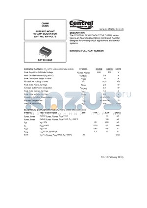 CS89M datasheet - SURFACE MOUNT 0.8 AMP SILICON SCR 600 THRU 800 VOLTS