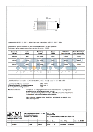 1831035X datasheet - MultiLEDs T31/4 (10x28mm) BA9s 8-Chip-LED