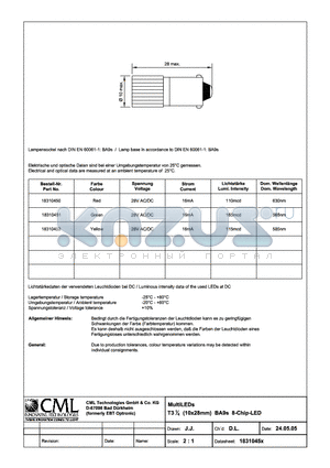 18310450 datasheet - MultiLEDs T31/4 (10x28mm) BA9s 8-Chip-LED