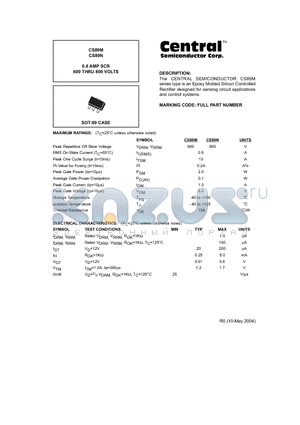 CS89N datasheet - 0.8 AMP SCR 600 THRU 800 VOLTS