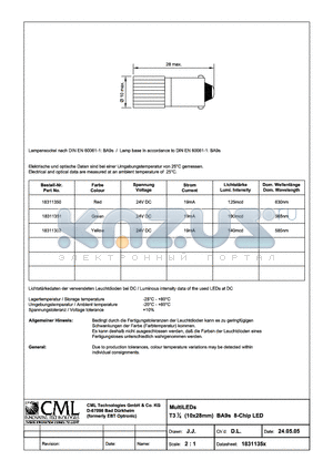 18311352 datasheet - MultiLEDs T31/4 (10x28mm) BA9s 8-Chip-LED