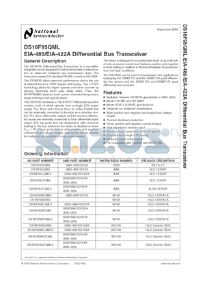 DS16F95J-QMLV datasheet - EIA-485/EIA-422A Differential Bus Transceiver