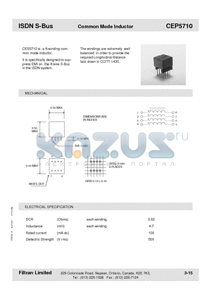 CEP5710 datasheet - ISDN S-Bus Common Mode Inductor