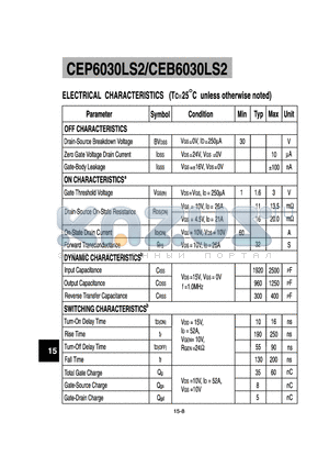 CEP6030LS2 datasheet - N-Channel Logic Level Enhancement Mode Field Effect Transistor