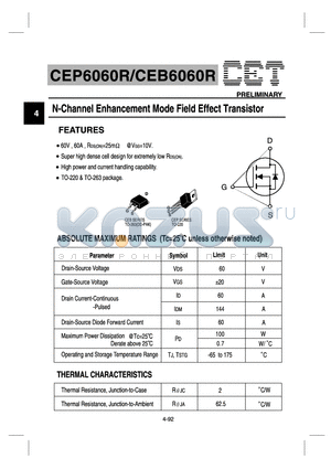 CEP6060R datasheet - N-Channel Enhancement Mode Field Effect Transistor