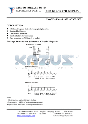 FYA-R102510CXX datasheet - LED BARGRAPH DISPLAY