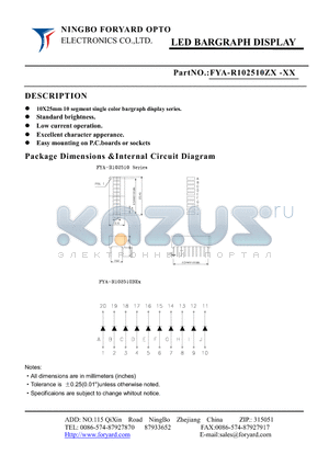 FYA-R102510ZX datasheet - LED BARGRAPH DISPLAY