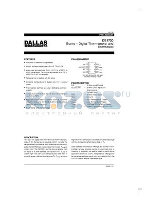 DS1720 datasheet - Econo . Digital Thermometer and Thermostat