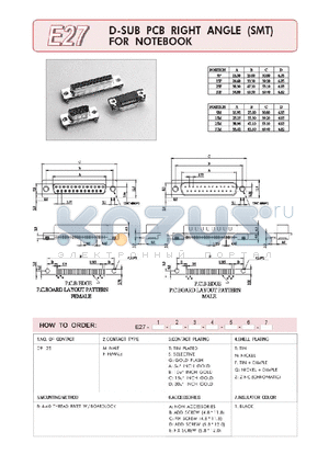 E27-09-F-A-P-B-C-1 datasheet - D-SUM PCB RIGHT ANGLE (SMT) FOR NOTEBOOK