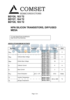 183T2 datasheet - NPN SILICON TRANSISTORS, DIFFUSED MESA