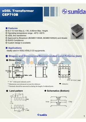 CEP710B_10 datasheet - xDSL line transformer Custom design is available