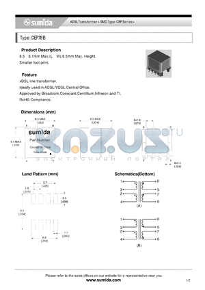 CEP78B datasheet - ADSL Transformer< SMD Type: CEP Series>