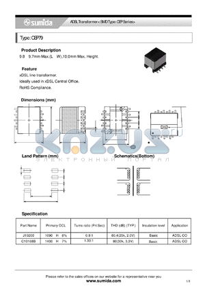 CEP79 datasheet - ADSL Transformer< SMD Type: CEP Series>