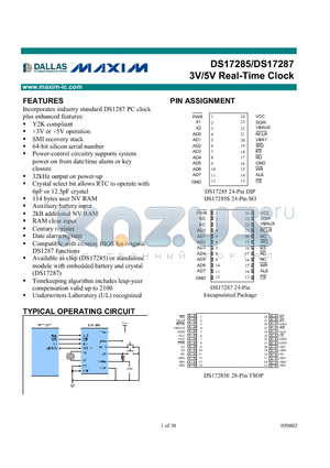 DS17285EN-3 datasheet - 3V/5V Real-Time Clock