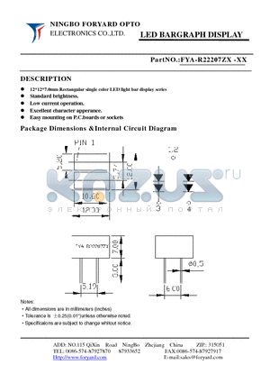 FYA-R22207ZX-4 datasheet - LED BARGRAPH DISPLAY