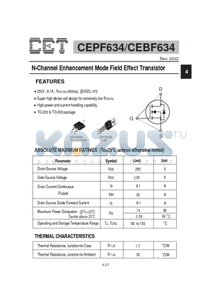 CEPF634 datasheet - N-Channel Enhancement Mode Field Effect Transistor
