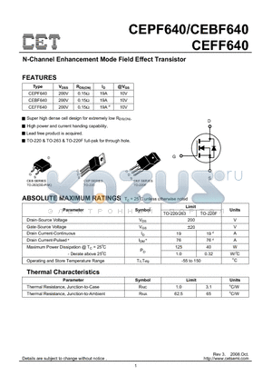 CEPF640_08 datasheet - N-Channel Enhancement Mode Field Effect Transistor