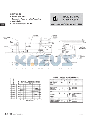 CSA09247 datasheet - Combination T/R - Switch / LNA