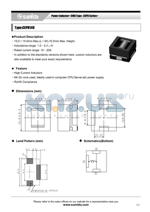 CEPH149NP-1R0MC datasheet - Power Inductor< SMD Type : CEPH Series>