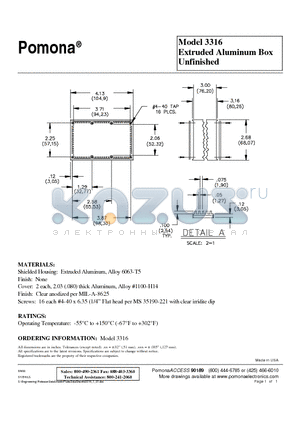 3316 datasheet - Extruded Aluminum Box Unfinished