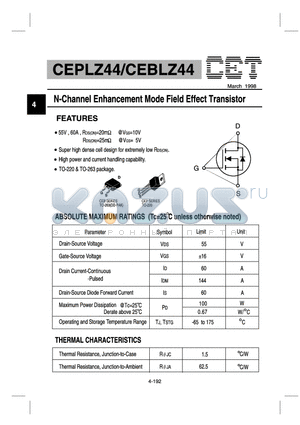 CEPLZ44 datasheet - N-Channel Enhancement Mode Field Effect Transistor