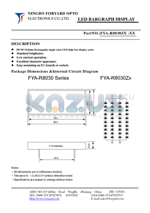 FYA-R8030ZX-1 datasheet - LED BARGRAPH DISPLAY