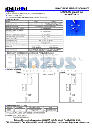 CSA310 datasheet - MINIATURE AT STRIP CRYSTAL UNITS