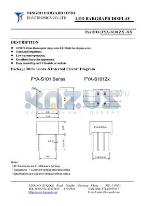 FYA-S101ZX datasheet - LED BARGRAPH DISPLAY