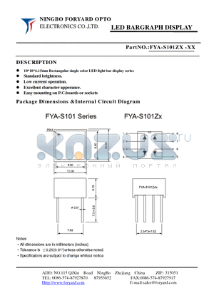 FYA-S101ZX-3 datasheet - LED BARGRAPH DISPLAY