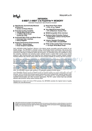 F28F008SA-120 datasheet - 8-MBIT (1-MBIT x 8) FlashFileTM MEMORY