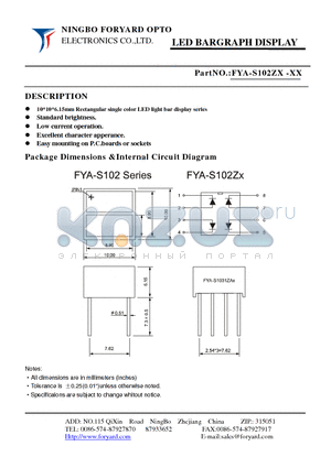 FYA-S101ZX-2 datasheet - LED BARGRAPH DISPLAY