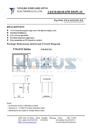 FYA-S151ZX-3 datasheet - LED BARGRAPH DISPLAY