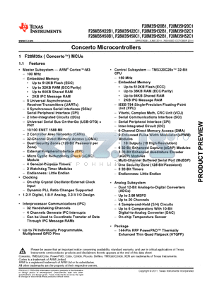 F28M35H22B1 datasheet - Concerto Microcontrollers